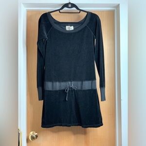 Juicy Couture Black Long Sleeve Velvet Dress with Drawstring. Size-Medium